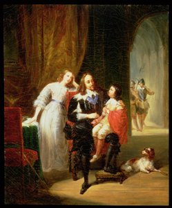 Charles I (1600-49), aguardando julgamento, o príncipe Henry (1640-60) sentado em seu colo