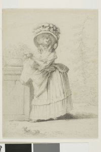 Uma mulher jovem e elegante num jardim de Alexandre Moitte
