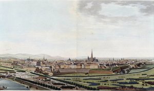 Vista geral de Viena tirada da igreja de São Carlos - in "Voyage pitoresque en Austria par le Comte Alexandre de Laborde", Paris, ed. Didot l