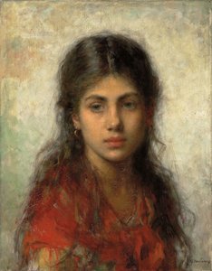 Menina com um xale vermelho,