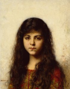 Retrato de uma jovem (óleo sobre tela) de Alexei Alexevich Harlamoff