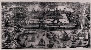 O Mosteiro da Transfiguração Solovetsky nas Ilhas Solovetsky, 1744