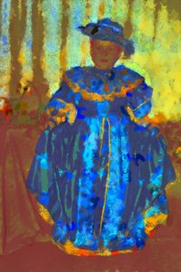 Rapariga de vestido azul e chapéu, 2020, (técnica mista) de Alexei Makhov