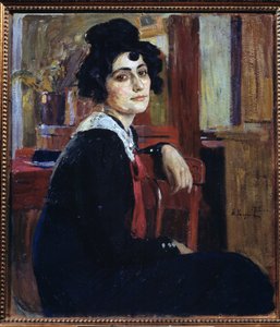 Uma francesa (uma francesa). Pintura de Alexei Mikhaylovich Korin (Korine) (1865-1923), óleo sobre tela de Alexei Mikhailovich Korin
