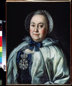 Retrato da dama de companhia, condessa Maria A. Rumyantseva (1698-1788) (Retrato da dama de companhia, condessa Maria A. Rumyantseva). Pintura de Alexei Petrovich Antropov (1698-1788). Óleo sobre tela 62,5 x 48 cm