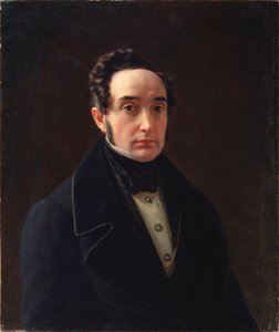 Retrato do autor Ivan Panayev (1812-1862) - Pintura de Alexei Vasilyevich Tyranov (1808-1859), óleo sobre tela, arte russa