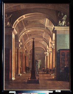 Vista da Biblioteca Hermitage em São Petersburgo (Vista da Biblioteca Hermitage) - Pintura de Alexei Vasilyevich Tyranov (1808-1859), óleo sobre tela, por volta de 1826, arte russa