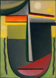 Cabeça Abstrata: Interior com aspecto verde - Ouro de Alexej von Jawlensky