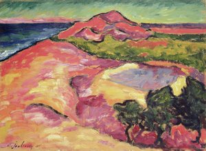 Cena da costa com Red Hill de Alexej von Jawlensky