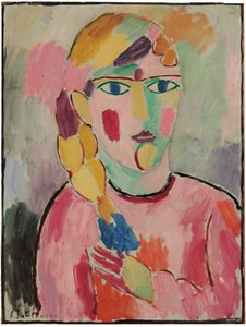 Garota de olhos azuis e um rabo de cavalo; Menina de olhos azuis e uma trança, c.1916 de Alexej von Jawlensky