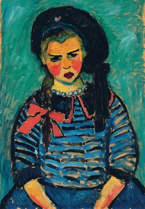 Menina com um laço vermelho; Menina com um laço vermelho, 1911 de Alexej von Jawlensky