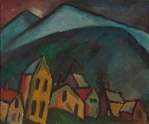 Paisagem montanhosa com casas; Paisagem montanhosa com casas, 1912 de Alexej von Jawlensky