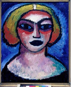 "Tete de femme" (Cabeça de Mulher) Peinture de Alexei von Javlensky (1864-1941) 1912 Dim 61x51 cm Óleo sobre papelão Staatliche Museen, Berlim de Alexej von Jawlensky