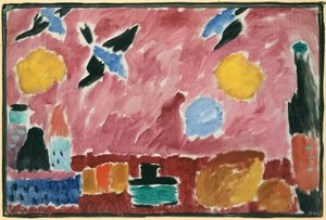Com papel de parede com padrão de andorinha vermelha, 1915 de Alexej von Jawlensky