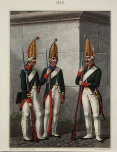 Granadeiros do Regimento Preobrazhensky, Semenovsky e Izmailovsky em 1796-1797, década de 1840 de Alexey Gavrilovich Petrovsky