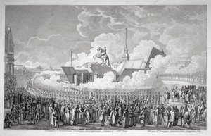 Abertura da estátua equestre de Pedro, o Grande na Praça do Senado São Petersburgo em 1782, início de 1 de Alexey Kupriyanovich Melnikov