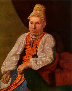 Retrato da esposa de Obraztsov, o comerciante de Rshev, década de 1830, 1965.