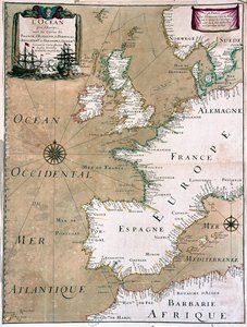 O Oceano com a costa de França, Espanha, Portugal, Inglaterra, Países Baixos, Dinamarca - por A