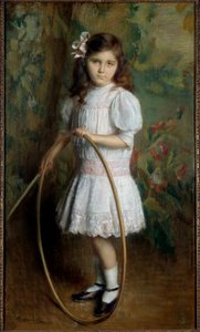 Filha do Artista no Arco Pintura de Alexis Axilette (1860-1931) 1909 Angers, musee des Beaux Arts - Filha do artista com um arco. Pintura de Alexis Axilette (1860-1931) de Alexis Axilette