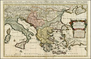 Mapa de 1692 do Império Turco na Europa por Hubert Jaillot de Alexis Hubert Jaillot