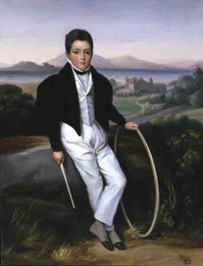 Retrato de um Menino com um Buraco, dito Ferdinando Maria de Sabóia (1822-55) 1833 (óleo sobre tela) de Alexis Leon Louis Valbrun