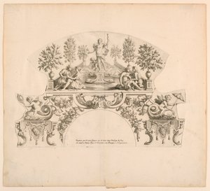 Folhas de leque, oitava e nona placas do conjunto, "Divers Desseins de grands Fans, Encrans, et autres Ornamens, inventado e gravado por Nicolas Loire" de Alexis Loir