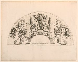 Folhas em leque, Quinta e sexta placas do conjunto, "Divers Desseins de grands Eventails, Encrans, et autres Ornamens, inventado e gravado por Nicolas Loire" de Alexis Loir