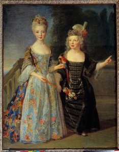 Retrato de Catarina Eleonore Eugenie de Bethisy (1707-1767), futura Princesa de Montauban e seu irmão Eugene Eleonore (1709-1781), futuro Marquês de Mezieres, entre 1713 e 1715. Pintura de Alexis Simon Belle (1674-1734)