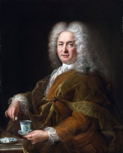 Retrato de um cavalheiro segurando uma xícara de chocolate - Quadro de Alexis Simon Belle de Alexis Simon Belle