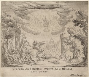 Lúcifer e Demônios Fugindo de São Miguel de Alfonso Parigi II