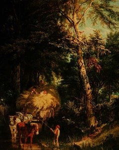 Atravessar o riacho (óleo sobre tela) de Alfred Edward Chalon