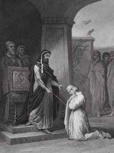 Ester perante o rei Assuero, Ester, cap. 15, v 11 (gravura) de Alfred (after) Johannot