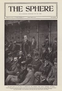 O deputado irlandês John Redmond dirige-se à Câmara dos Comuns (litho)