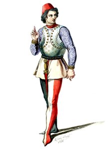 Halévy - La magicienne - modelos de figurinos por Alfred Albert - 04. Ecuyer, coro masculino (retocado)