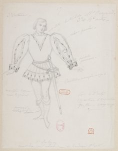 Halévy - La magicienne - modelos de figurinos de Alfred Albert - 17 (Réné), M. Gueymard, 3º figurino, 3º e 4º actos de Alfred Albert