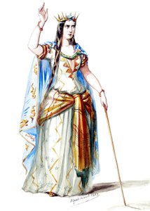 Halévy - La magicienne - modelos de figurinos de Alfred Albert - 19. Mélusine, Condessa de Lusignan, 1º figurino (retocado) de Alfred Albert