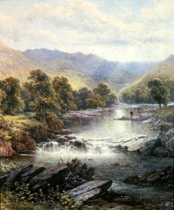 Um pescador no vale de um rio de Alfred Augustus (after) Glendening