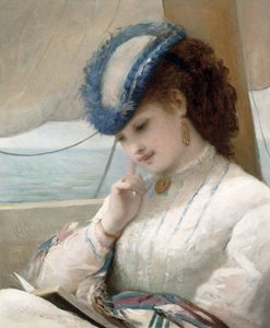Uma Leitura de Menina num Barco à Vela de Alfred Chantrey Corbould