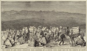 A fome na Ásia Menor, Partida de Celephkia de um comboio com grãos enviados pelo Khedive do Egito de Alfred Chantrey Corbould