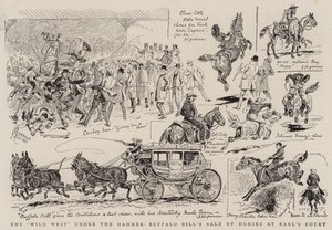 O oeste selvagem sob o martelo, a venda de cavalos de Buffalo Bill em Earl&39;s Court de Alfred Chantrey Corbould