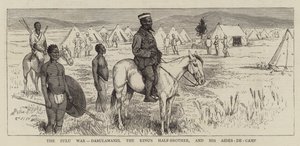 A Guerra Zulu, Dabulamanzi, o meio-irmão do rei e seus ajudantes-de-campo de Alfred Chantrey Corbould