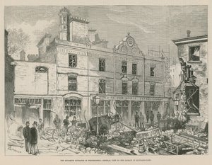 A indignação da dinamite em Westminster; Visão geral do dano na Scotland Yard de Alfred Chantrey Corbould