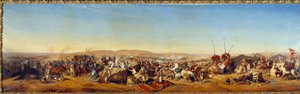 Conquete da Argélia (1830-1847): "Captura da Smalah (Smala) de Abd el Kader (Abd-el-Kader ou ibn Muhyi al-Din al-Hasani) (1807-1883) pelo Duque de Aumale em Taguin de Alfred Charles Ferdinand Decaen