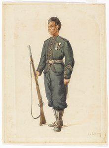 Rifleman do 4º Regimento Gurkha em ordem de perfuração de Alfred Crowdy Lovett