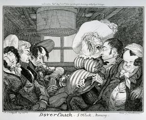 Dover Coach, 5 oclock morning, gravado por George Cruikshank, 1826 de Alfred Crowquill