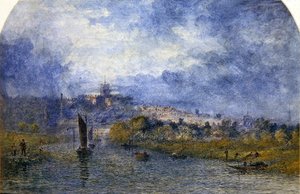 Sunset Over Norwich (aguarela sobre papel) de Alfred Dawson