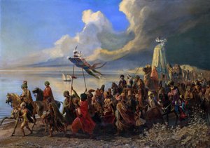 Peregrinação aos lugares santos de Meca na Arábia Saudita - The Hajj - pintura de Alfred (Edme-Alexis-Alfred) DEHODENCQ (1822-1882) - coleção particular -