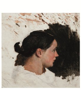 Retrato de uma rapariga (óleo sobre papel) de Alfred Dehodencq
