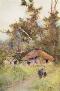 A Stormy Day in Japan, c.1889 (aguarela sobre papel) de Alfred East