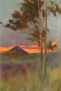 An An Angry Night - Hakone Mountains, c.1889 (óleo sobre painel)